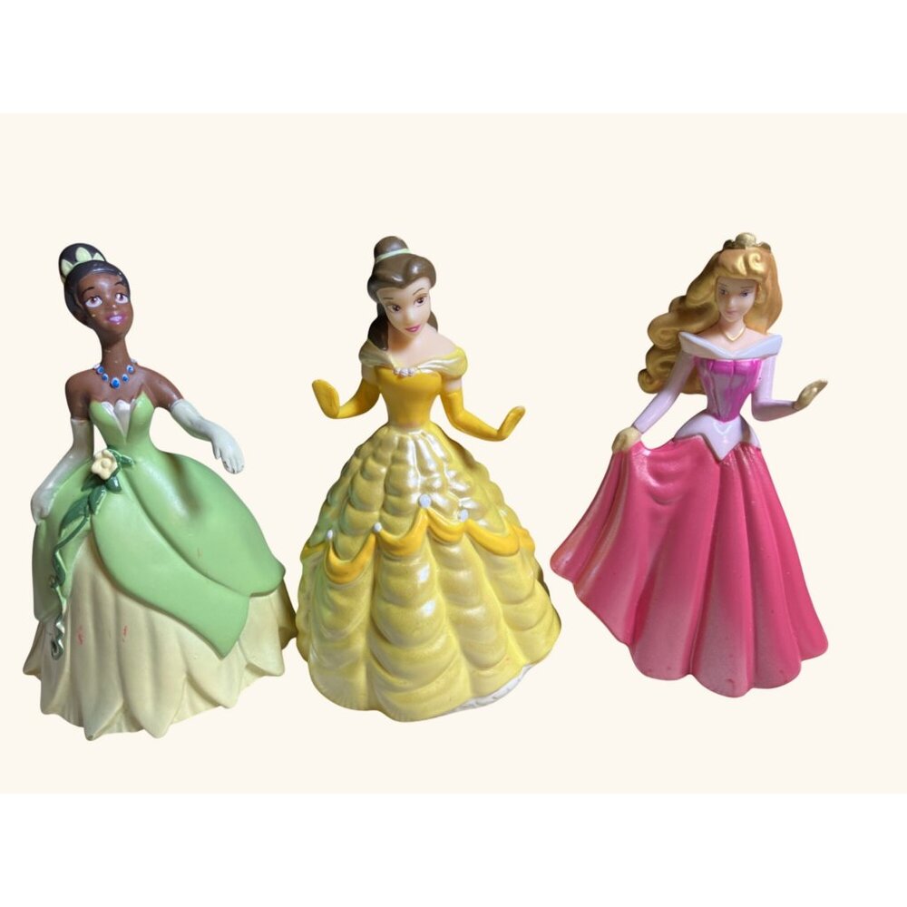 Disney Princess Tiana Aurora & Belle Figurines - 3.5" Tall - Collectible Toys